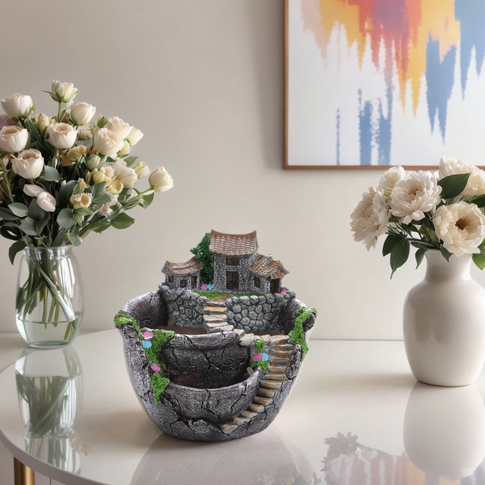 CARRFA 2025 Creative Fairy Garden Planter Plants Pot, Flowers Succulent Plants Fairy House Pot Holders Hanging Garden Design with Sweet House
