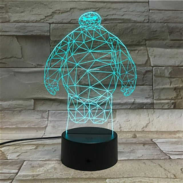 Lámpara de ilusión LED 3D Baymaxs con luz nocturna que cambia de color