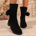 thumbnail image 4 of Women's Mid Calf Boots Fashion Suede Ankle Boots with Comfortable Casual Flat Design for Daily Wear in Autumn and Winter(Color:Black,Size:6.5), 4 of 9