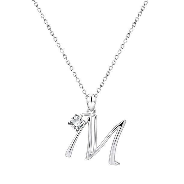 26 Initial Alphabet Shape Rhinestone Collar para Mujeres Collares para Mujeres A Z 26 Alphabet Initial Silver Collares para Mujeres Niñas
