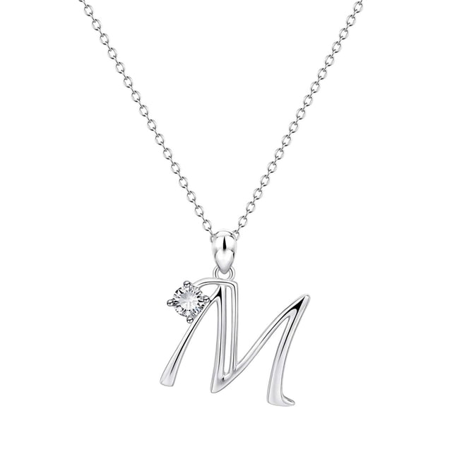 SIfdSeng Collier en Strass en Forme d'Alphabet Initial 26 pour Femmes Colliers pour Femmes A Z 26 Alphabet Initial Colliers Argentés pour Femmes Filles