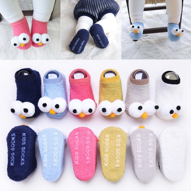 Newborn Kids Baby Girls Boys Cartoon Anti-Slip Warm Socks Slipper Shoes Boots