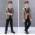 thumbnail image 4 of Toddler Boys Gentleman's Blazer Blazer Formal Suit Red Sequin Jacket Gold,4-5T, 4 of 5