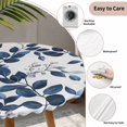thumbnail image 3 of Blue Eucalyptus Leaves Round Tablecloth for 55-60 Inch Tables, Fitted Table Cover with Elastic Edge, Spring Botanical Foliage Waterproof Outdoor Table Cloth Protector for Patio Garden Dinner Picnic, 3 of 9