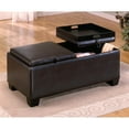 thumbnail image 3 of Faux Leather Storage Cocktail Ottoman, Black, 3 of 4