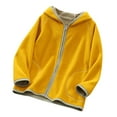 thumbnail image 2 of GiLiling Toddler Boys Girls Solid Zip Up Hoodie Jacket, Autumn Winter Long Sleeve Warm Coat, Thicken Corduroy Outwear for Kids (Yellow, 5-6 Years), 2 of 4