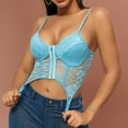 thumbnail image 6 of XFLWAM Lace Corset Top V Neck Elastic Straps for Party Streetwear Going Out Party Corset Tops for Women Bustier Light Blue L, 6 of 6