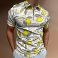 thumbnail image 2 of Lemon Pattern Men Zipper T-shirt Summer Casual Short Sleeve T-shirt Top, 2 of 7