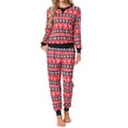 thumbnail image 2 of Conjunto de pijamas a juego para la familia navideña INSPIRE CHIC de mujeres, de manga larga, con renos y nieve, ropa de dormir y lounge, XL rojo, 2 of 6