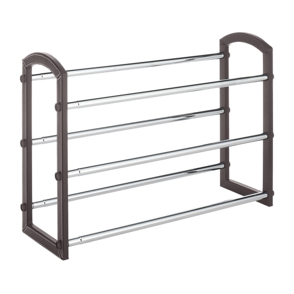 Whitmor Faux Leather Shoe Rack 3-Tier, 7.0" x 25.25" x 17.625"