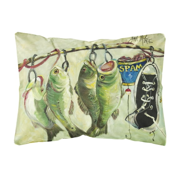 Recession Food Fish caught with Spam Canvas Fabric Decorative Pillow