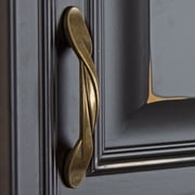 GlideRite 3 in. Center Twisted Cabinet Pull Hardware Handle, Antique Brass