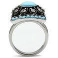 thumbnail image 3 of High polished (no plating) Stainless Steel Ring with Synthetic Synthetic Glass in Sea Blue for Women Sea Blue Stone Color Style TK526 Size 5, 3 of 4