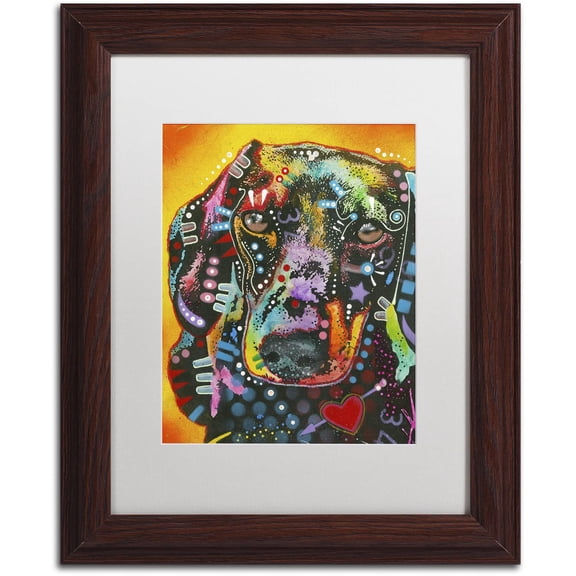 Trademark Fine Art "Brilliant Dachshund" Canvas Art by Dean Russo, White Matte, Wood Frame