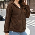thumbnail image 4 of Lovskoo Winter Coats for Women Fuzzy Fleece Full Zip Long Sleeve Solid Color Plush Hooded Casual Jacket Brown, 4 of 6