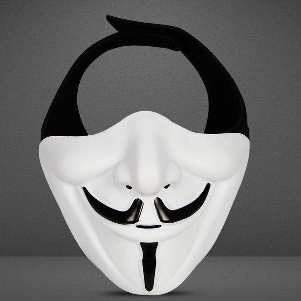 V Half Face Mask Multipropósito Halloween Half Marks Cosplay Props (Blanco)