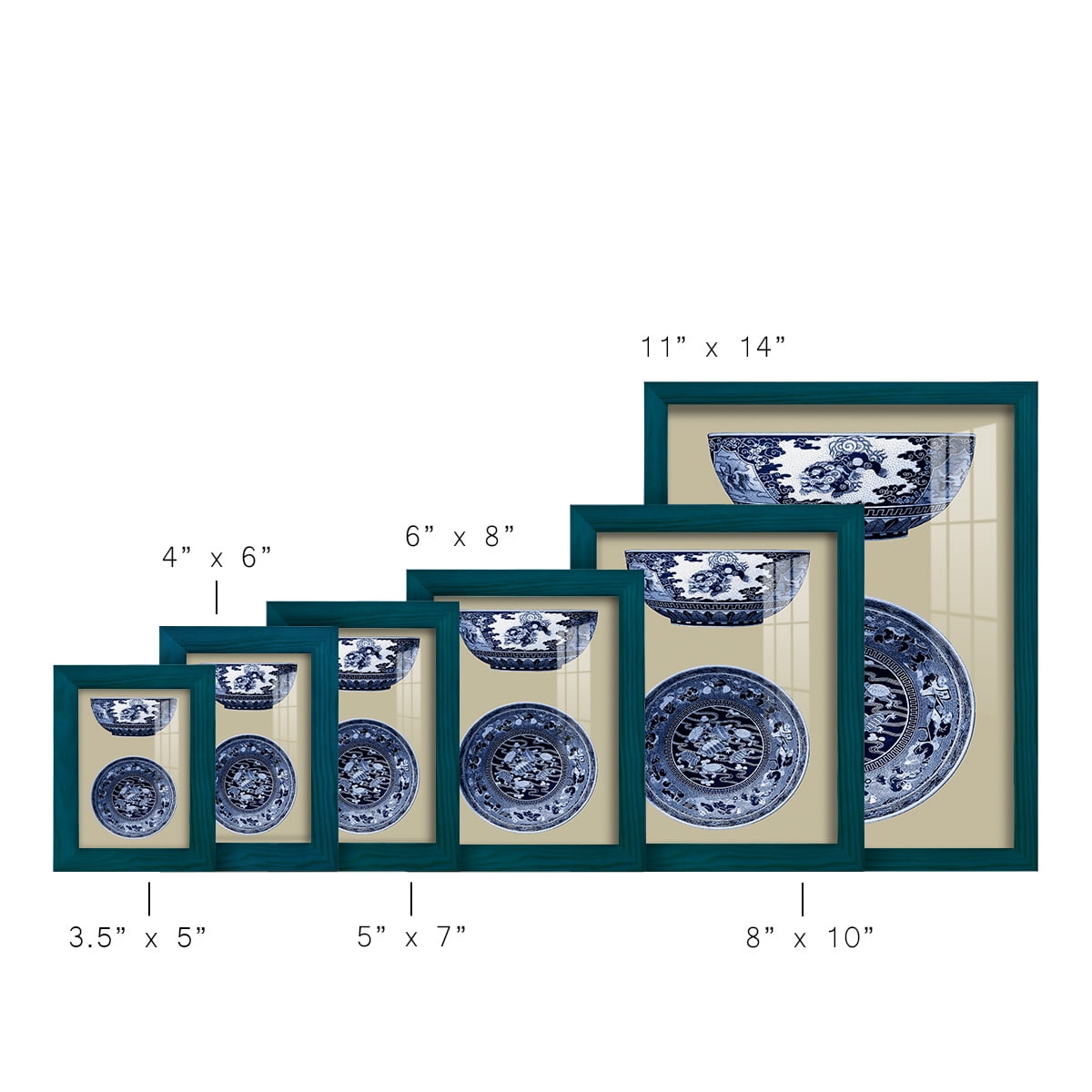 Porcelain in Blue and White I -Framed Print w/glass-Ocean Blue
