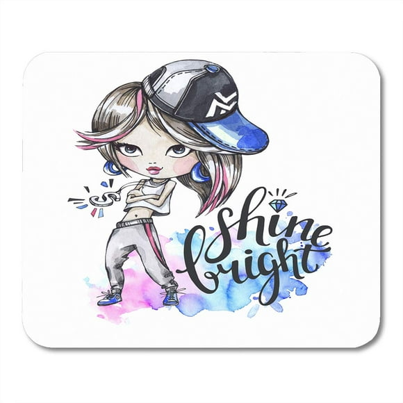 POGLIP Bright Watercolor Modern Girl Words Shine Teenagers Have Fun Can Be Printed on Phone Cases Mousepad Mouse Pad Mouse Mat 9x10 inch