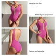 thumbnail image 7 of Sarapandan Zip Front One Piece Swimsuit Pure Color Backless Slim High Waist Fashion Sleeveless One Piece Bathing Suit for Women Bright Pink M, 7 of 7