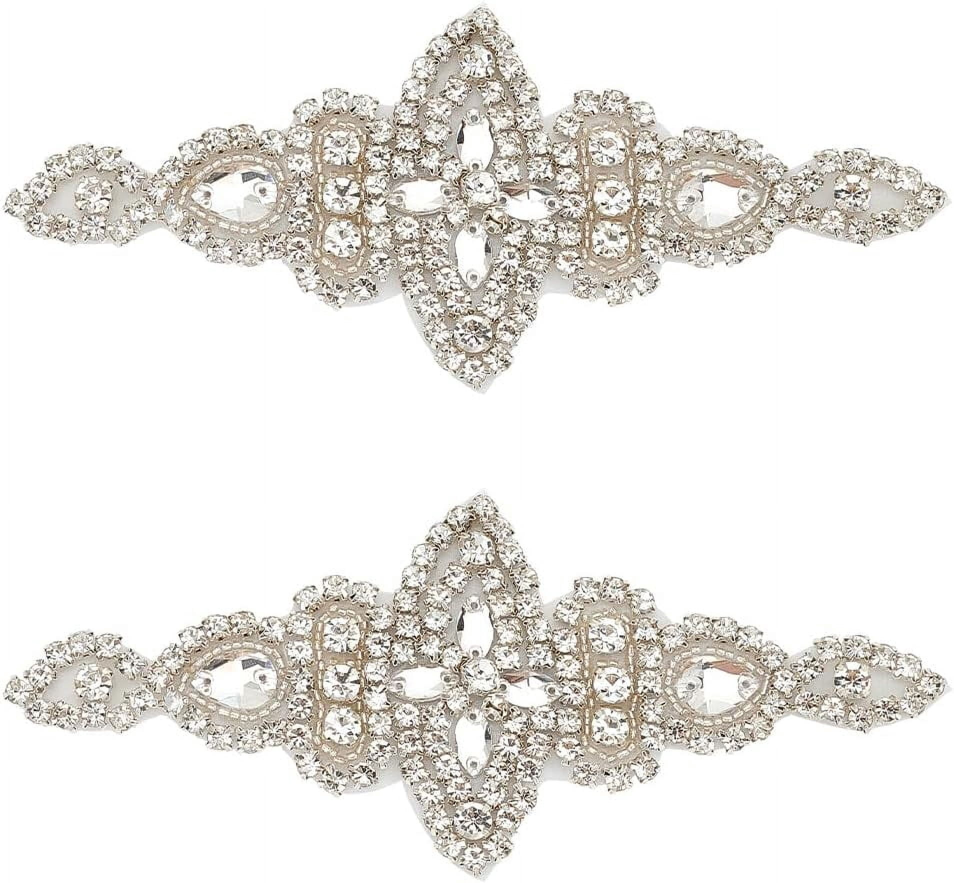 8 PCS 4Style Rhinestone Applique Wedding Rhinestone Appliques Iron on/Sew on Bridal Patches Silver Bridal Appliques for Wedding Dress Belt Decoration diy