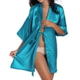 thumbnail image 4 of SELONE Bridal Robe for Wedding Day Short Length Lightweight Solid 3/4 Sleeve Pajamas XL Light Blue, 4 of 6