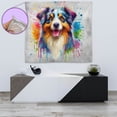 thumbnail image 4 of Watercolor Drip Australian Shepherd Pop Art Colorful Portrait Artwork Tapestry Aussie Dog Lover Gifts Wall Hanging Backdrop Home Decor - 01009, 4 of 5