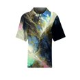 thumbnail image 5 of Summer Polo Shirts for Women Waffle Knit Vintage Texture Gradient Print Golf Shirts for Women Short Sleeve Button Down Collar Trendy Blouse Green XL, 5 of 6