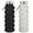 Black Grey Set, variant on Collapsible Water Bottles 16oz, Reuseable BPA Free Silicone Foldable Water Bottles with Carabiner for Travel Camping Hiking - Black