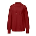 thumbnail image 4 of Puliio Womens Hoodies Solid Color High Collar Drawstring Hooded Sweartshirts With Side Pockets Non Velvet Soft Comfy Simple Outdoor Pullover Tops, 4 of 9