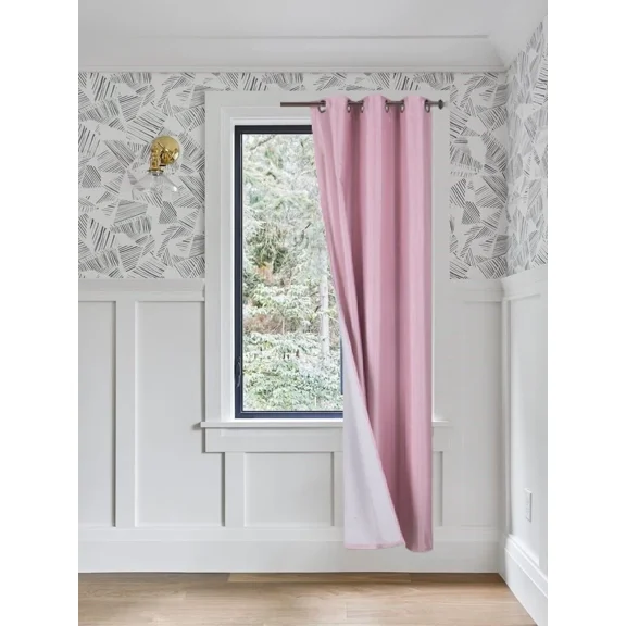 Gorgeous Home Linen Pink 1-Piece Solid Blackout Grommet-Top Window Curtain Panel 37" W X 108" L