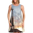 thumbnail image 1 of Easygdp Elephant Giraffe para Vestido Transpirable de Mujer, Vestido Suelto de Manga Corta con Pliegues y Bolsillos para el Verano, 1 of 7