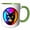 Green/White, variant on 3drose, Stunning Black Cat Face Inside the Shining Round Circle Trendy Gift, 11oz Mug