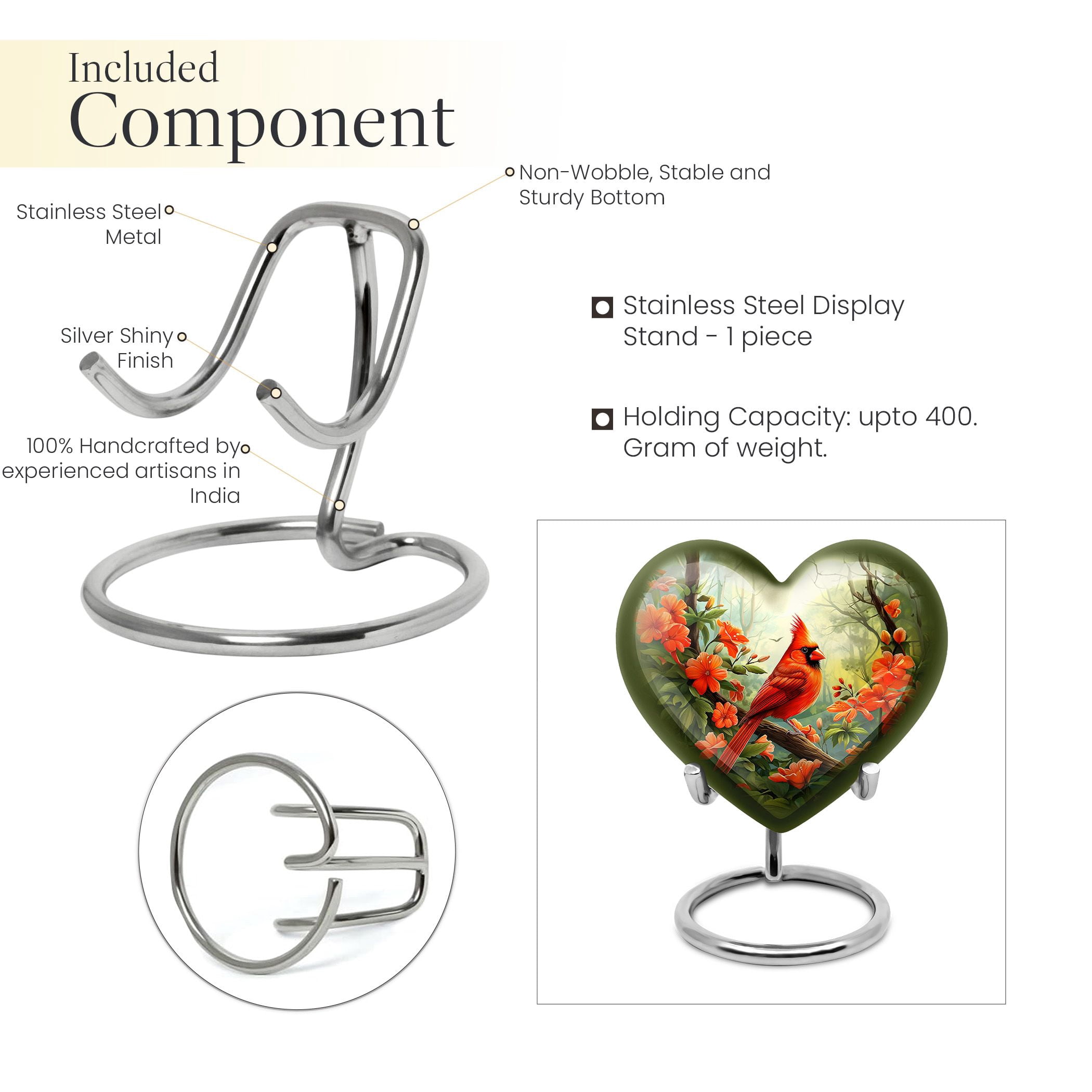 Cardinal Bird Urns For Cremation Ashes Mother, Little Keepsake Urn, Memorial Urns For Human Ashes, Small Urns For Ashes, Funeral Urns For Ashes Adult Male, Elegant Cremation Urns 3 Inch, 1 Pc