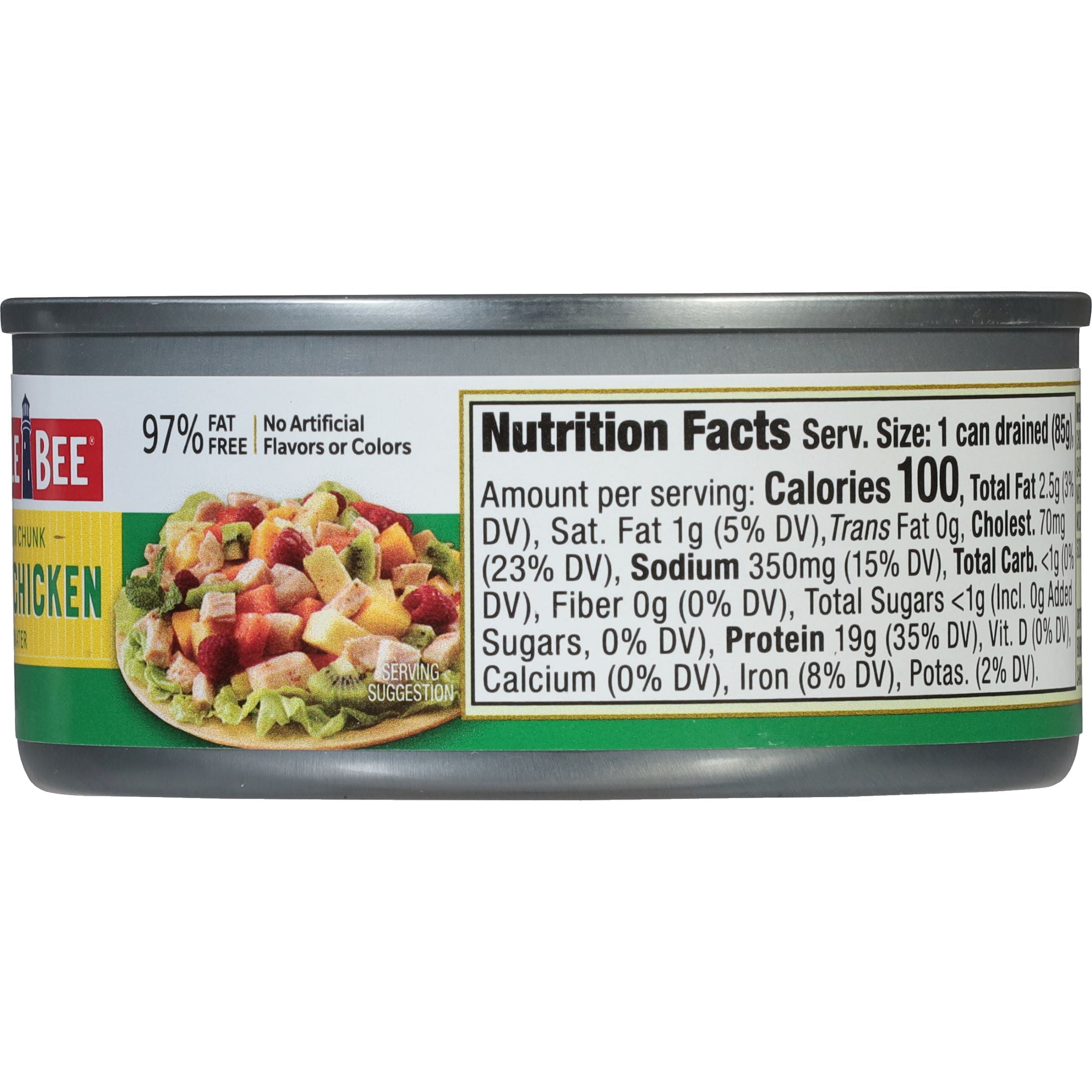 (2 pack) Bumble Bee Premium Chunk White Chicken in Water, 19g Protein per Serving, Gluten Free, Shelf Stable Can, 5 oz