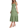 thumbnail image 3 of KOMOO Women Ruffle Sling Dress Sleeveless Adjustable Strap Tiered Loose Dress Plus Size, 3 of 7