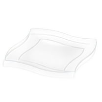 Smarty 7" Clear Square Wave Disposable Plastic Salad Plates 120ct