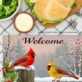 thumbnail image 4 of JOOCAR Welcome Cardinals Winter Scene Linen Table Mats Set of 4 for Home Kitchen Table Decor 12x18 inch, 4 of 5