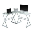 Techni Mobili LShaped Glass Computer Desk, White