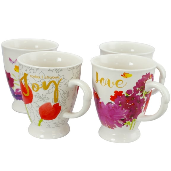 Gibson Home 17.4 oz Cup Set, Set of 4 Assorted Designs