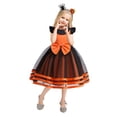 thumbnail image 3 of LUOGENLI Robe Enfants Filles Nœud Papillon Robe en Tulle Fête Robe Enfant Robe Princesse Robes Robe pour Filles 2025 Orange 5-6 Ans, 3 of 9