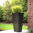 thumbnail image 5 of Garden Large Metal Glazed Floor Planter Set of  x H - Luxurious Glossy Finish  Tall Square Tapered  Plant Pots   Flower Pot Indoor &; Outdoor  Drainage Hole, 5 of 7