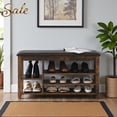 thumbnail image 2 of GZXS 39.5" Shoe Bench with Padded Seat Cushion and Flip-Top Hidden Storage Space, Rustic Wood Entryway Shoes Rack Organizer for Hallway, Living Room, Vintage, 2 of 9