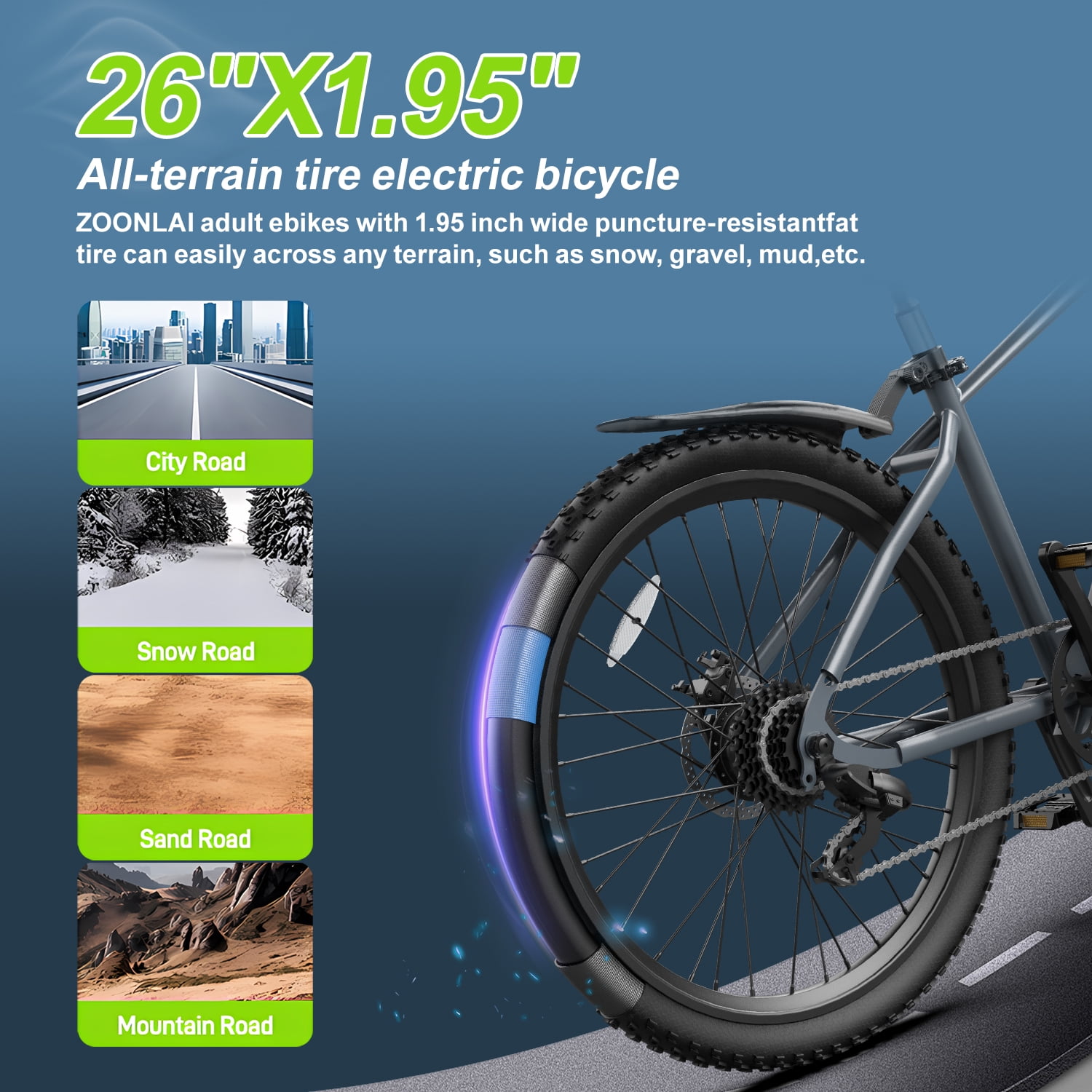 Zoonlai 26" Electric Bike for Adults, 500W Motor, 36V 13Ah, 40 Miles Range, Rear Suspension, UL2849