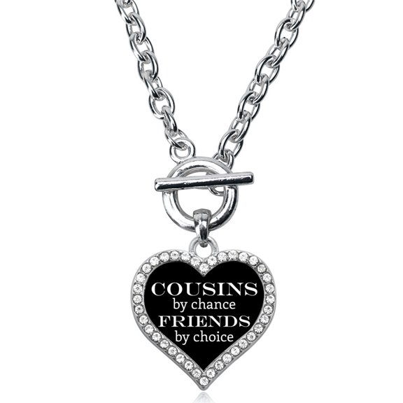 Cousins by Chance, Friends by Choice Open Heart Toggle Necklace