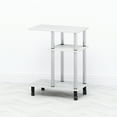 thumbnail image 3 of Furinno Tomi C-Shape End Table, Side Table with Wheels, for Couch & Sofa, White Oak, Stainless Steel Tubes, 3 of 5