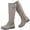 GrayPU 305, variant on LOVE STEETLY Women's Knee High Chunky Heel Boots, Side Zipper Round Toe Faux Leather Casual Buckle Comfort Versatile Boot.