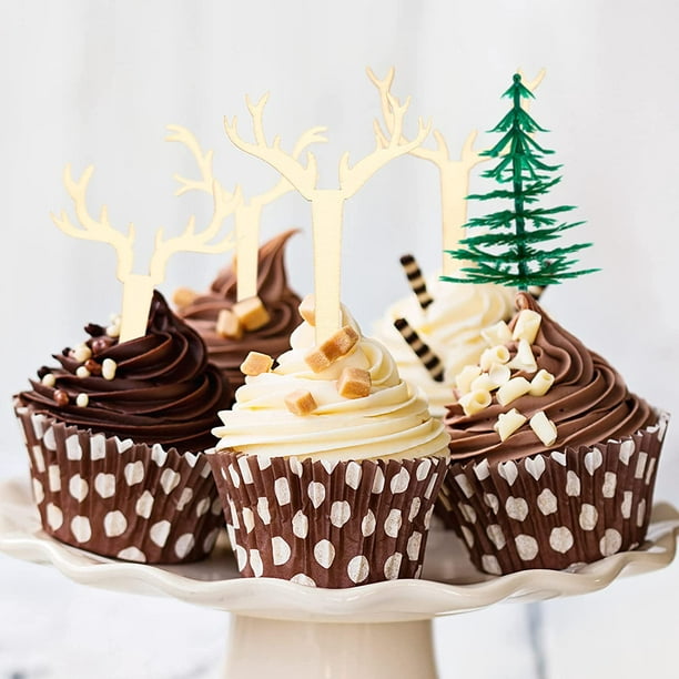 Décoration Cake topper en bois - Noël - 4 pcs - Décorations gâteau