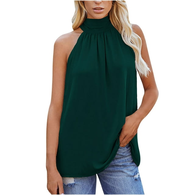 Birdeem Mode Femme Blouse Sans Manches Col Roulé Unie T-Shirt Tops d'Été