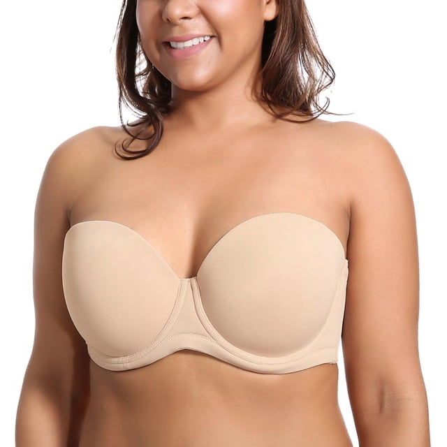 Sostén DELMIRA con Aros Contorno Multiusos Sin Tirantes Beige 34C