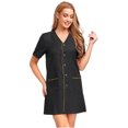 thumbnail image 1 of Aislor Robe d'Uniforme d'Infirmière pour Femmes à Manches Courtes, Tenue de Travail Médicale avec Poches, Chemise Boutonnée, Uniforme de Sarrau, Noir G, 1 of 7